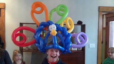 Balloon Hat at Birthday Party